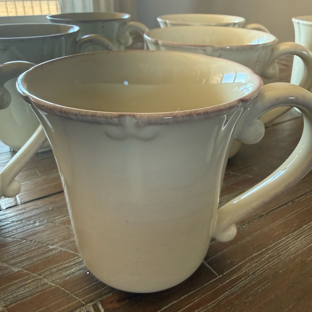 Casafina “Vintage Port” Pattern Portugal Stoneware coffee mugs ( set of 9)